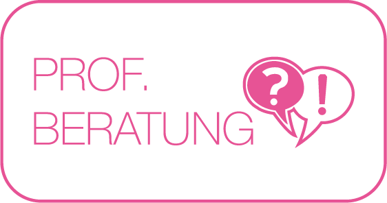 Ein rosa Button mit der Aufschrift „Prof. Beratung“