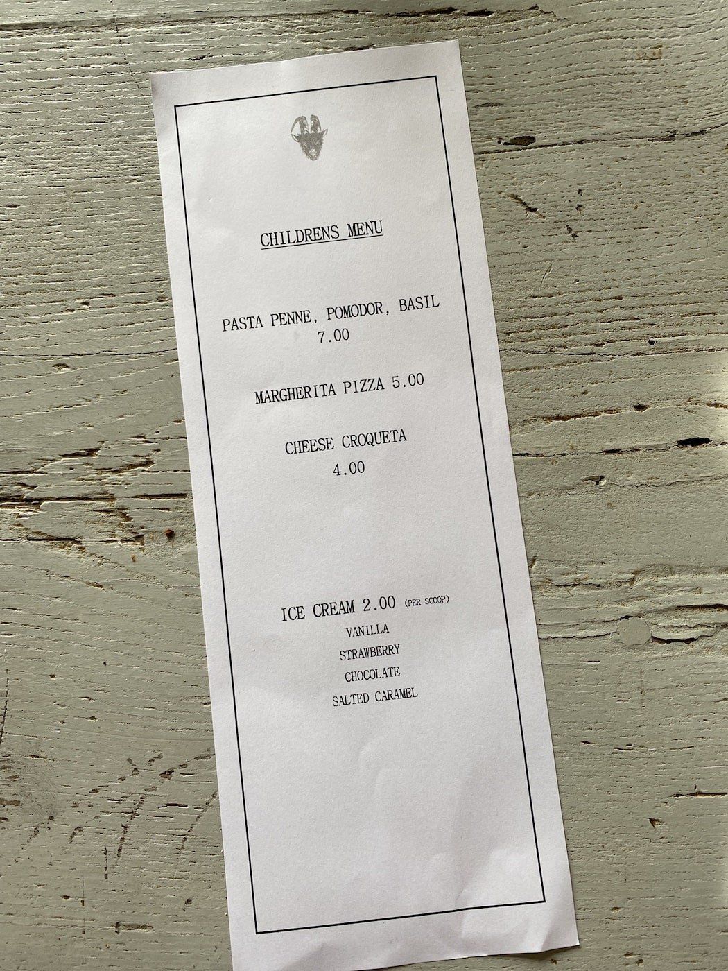 Suffield Arms Childrens Menu
