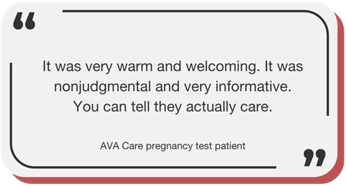 free pregnancy test client testimonial