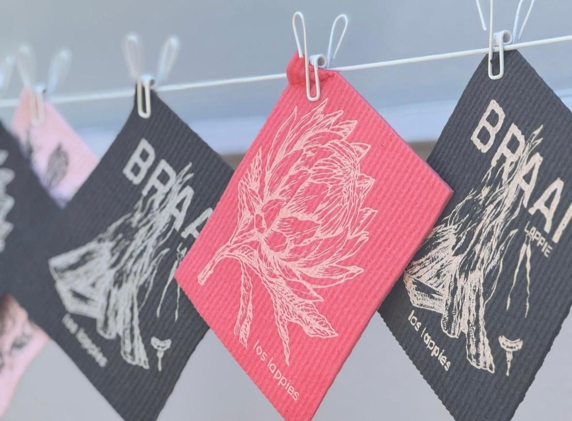 Fabric squares with flower illustrations and 