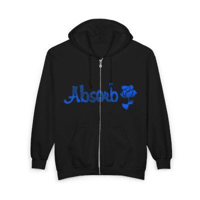 Absorb Rose Zip Hoodie — Gothic Blue Floral Full-Zip Sweatshirt