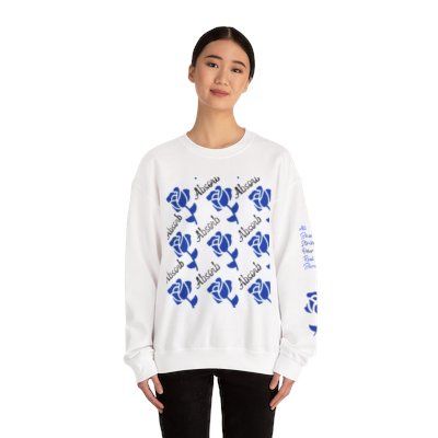 Blue Rose Pattern Crewneck Sweatshirt |