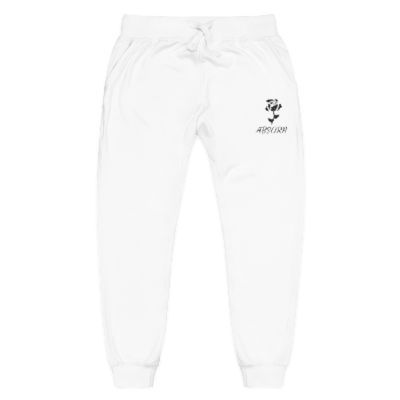 Embroidered Rose Fleece Sweatpants — 'Resting' Graphic Cozy Joggers