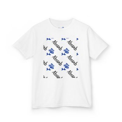 Kids Tee — 'Absorb' Script with Blue Rose Graphic