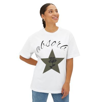 Absorba Star Rose T‑Shirt — Oversized Boxy Tee with Script Logo & Back Rose