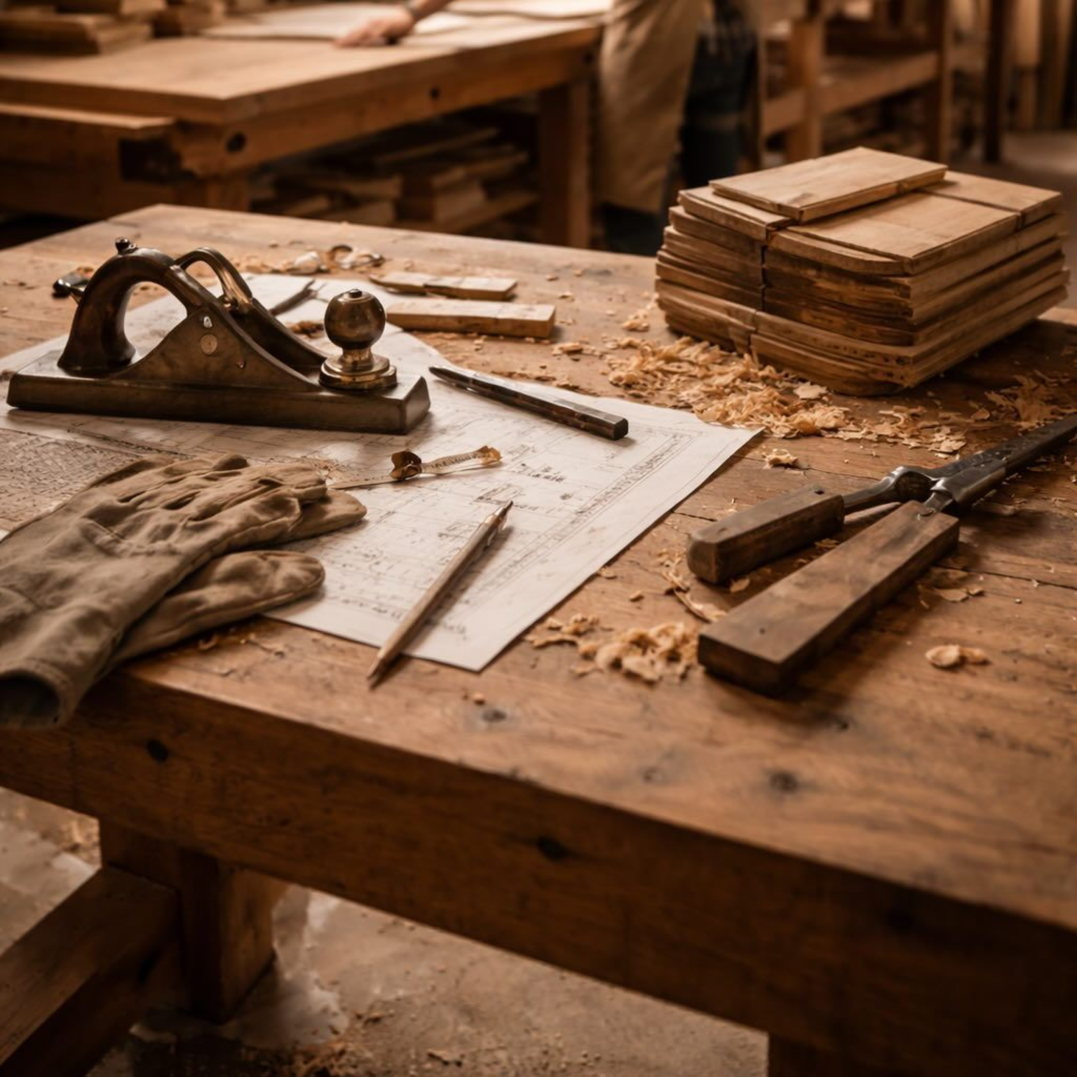 Holzbearbeitung in der Werkstatt Mangholz in Bayern