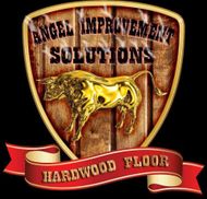 A logo for flooring installation angel improvement solutions hardwood floor