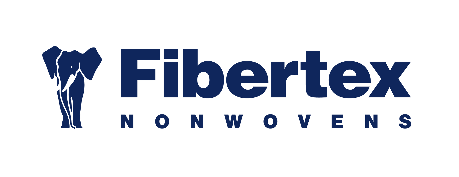 Fibertex Nonwovens logo: dark blue elephant outline beside 