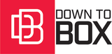 a red and white logo for down to box