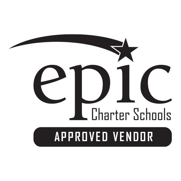 a black and white logo for epic charter schools