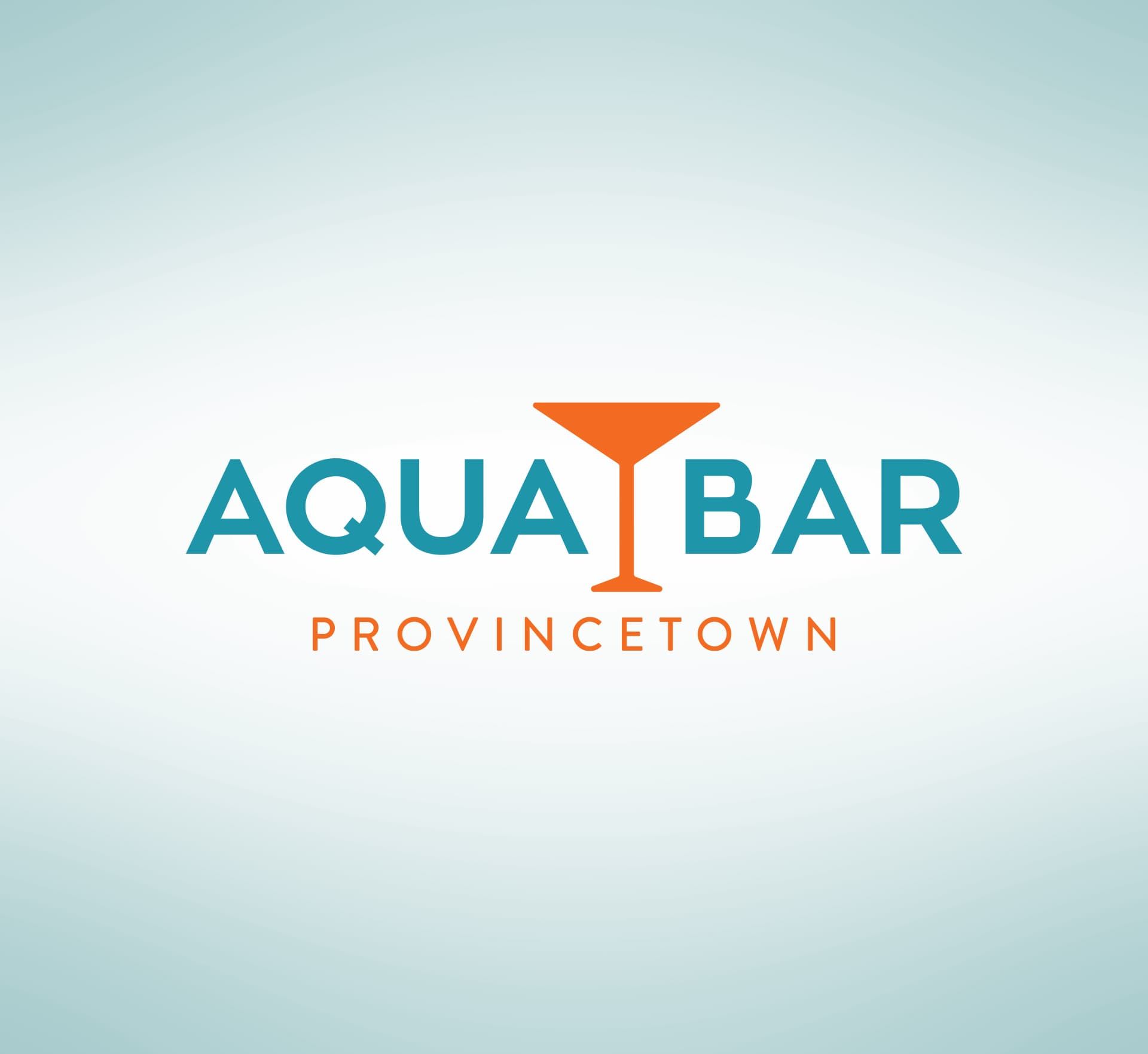 Aqua Bar Provincetown logo with teal text and an orange martini glass icon.