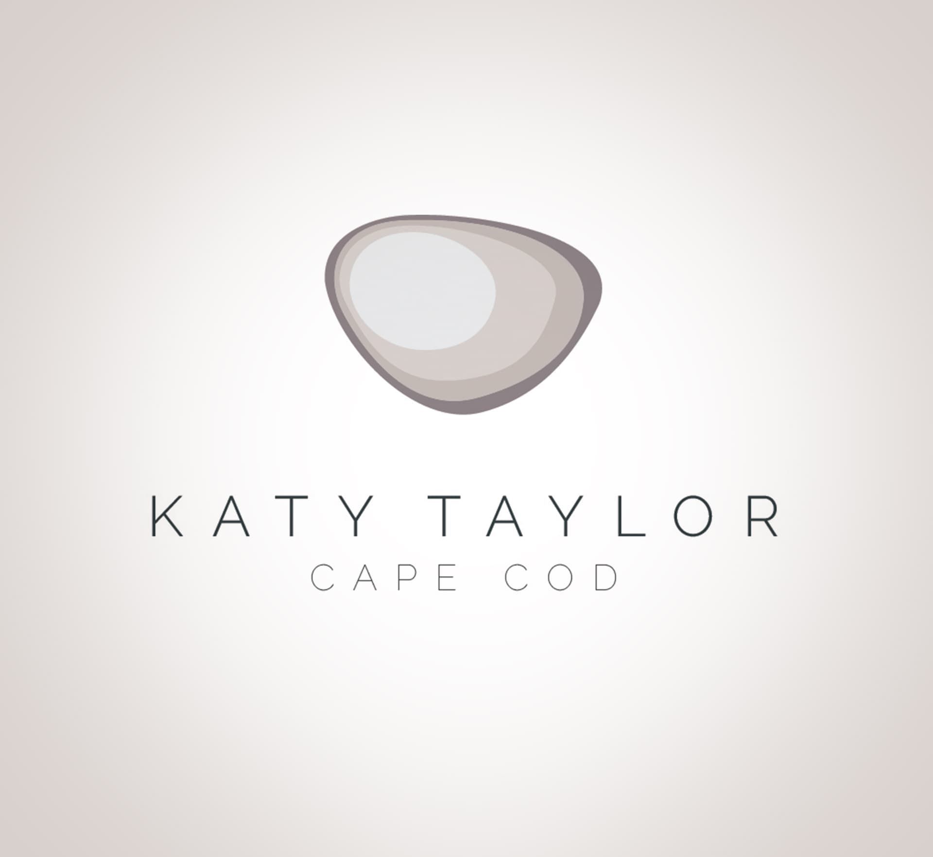 Logo with a smooth, light grey stone above the text 