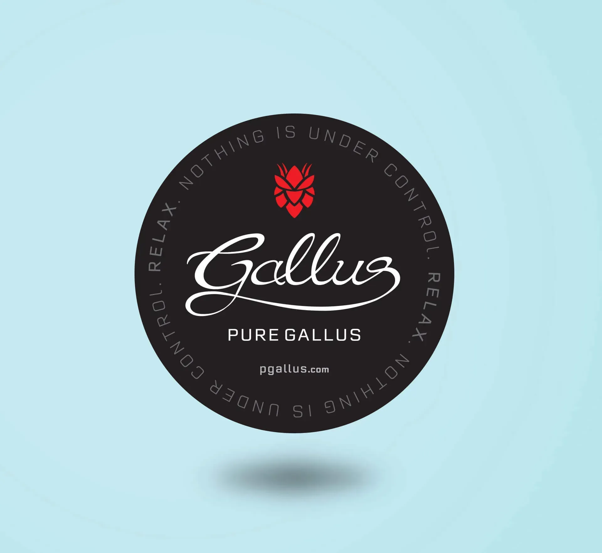 Black circular logo with 