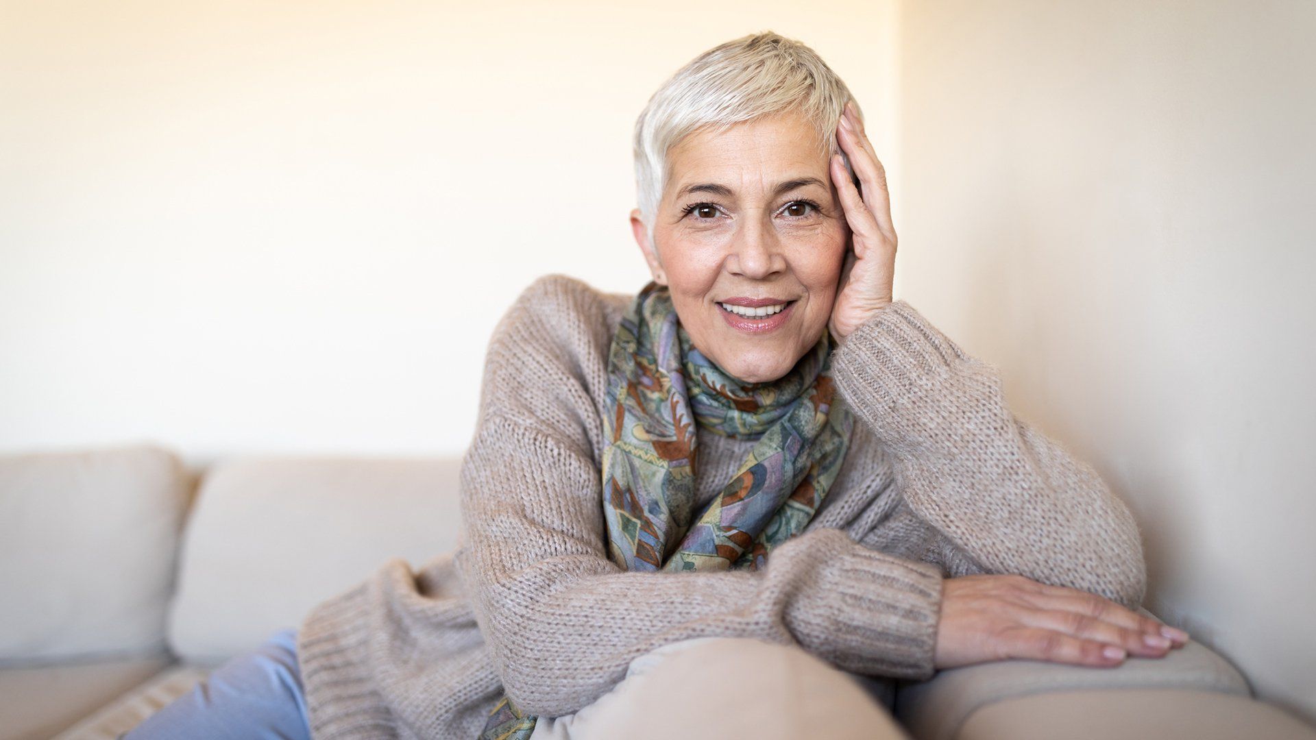 Smiling Mature Woman — Brisbane, QLD — Everton Park Denture Clinic