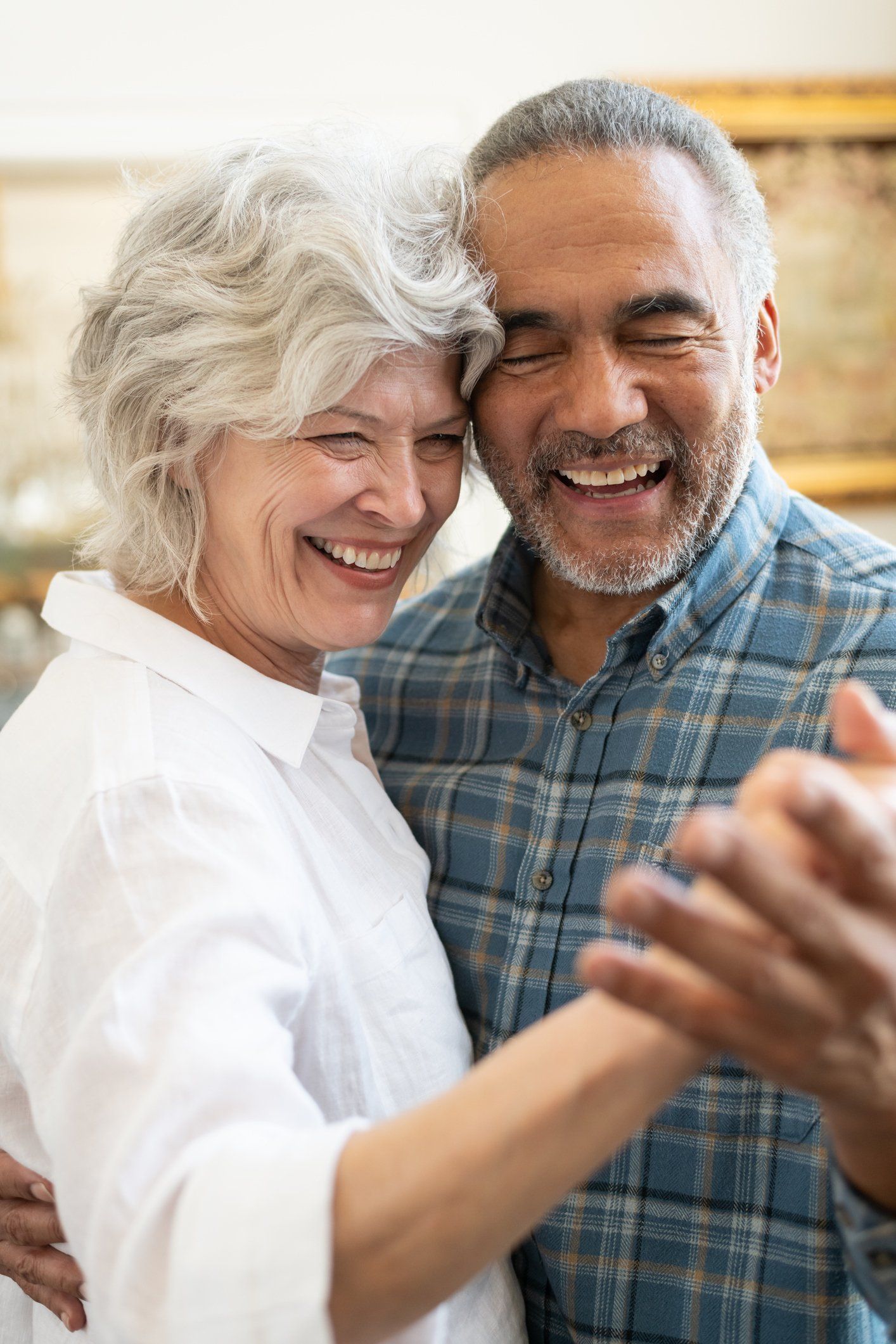 Smiling Senior Couple — Brisbane, QLD — Everton Park Denture Clinic