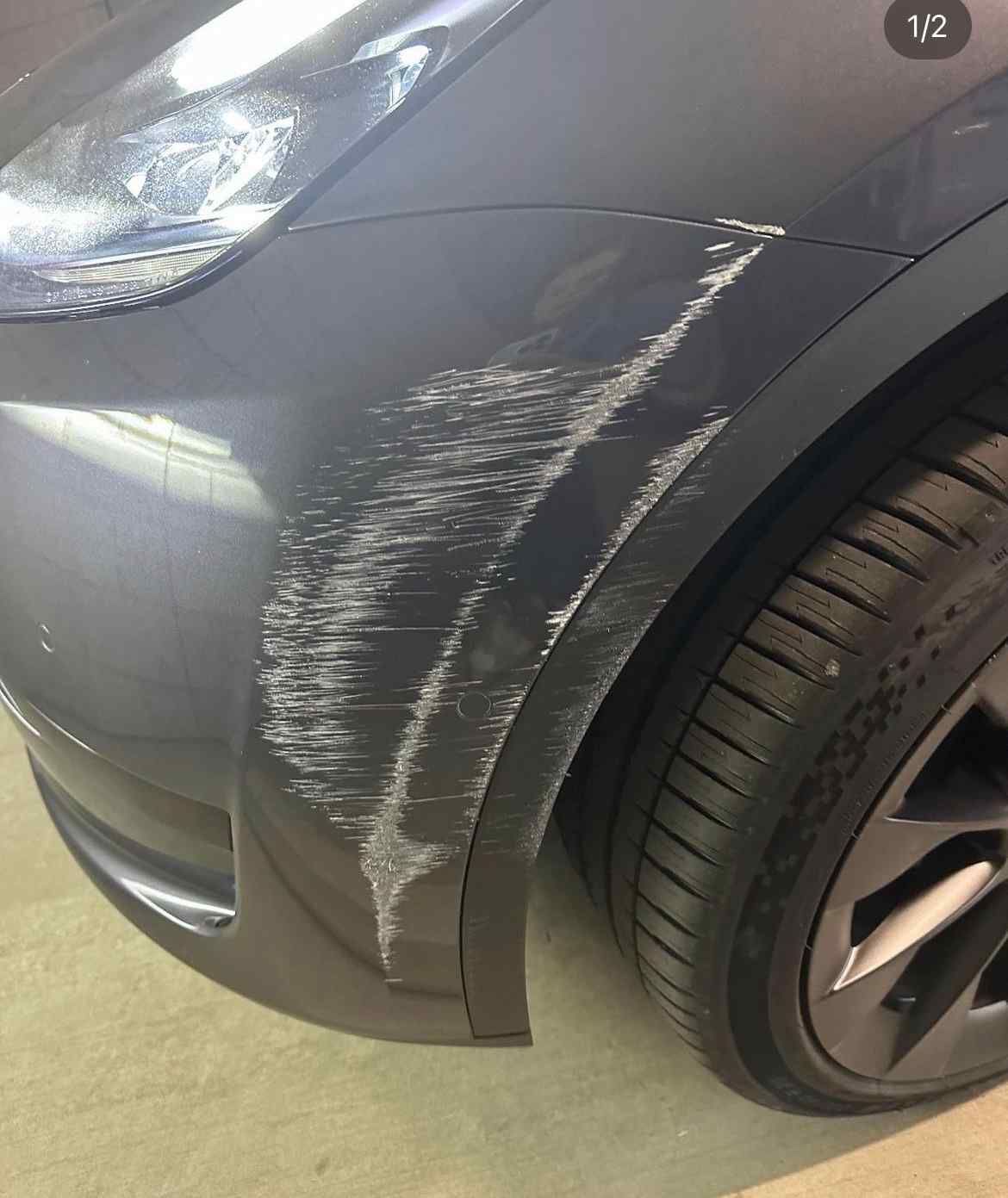 A Close Up Of A Car With A Scratch On The Front Bumper  — Rapid Auto Refinish in Toowoomba, QLD 