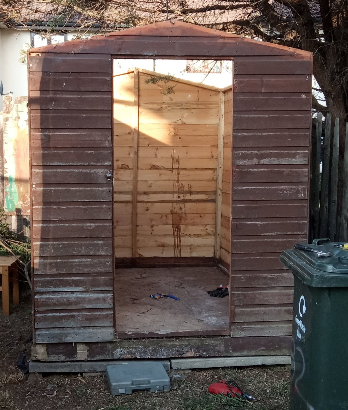 The shed was assembled from the ground up!