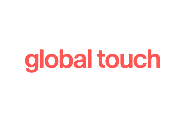 Logotipo da Global Touch em vermelho sobre fundo branco.