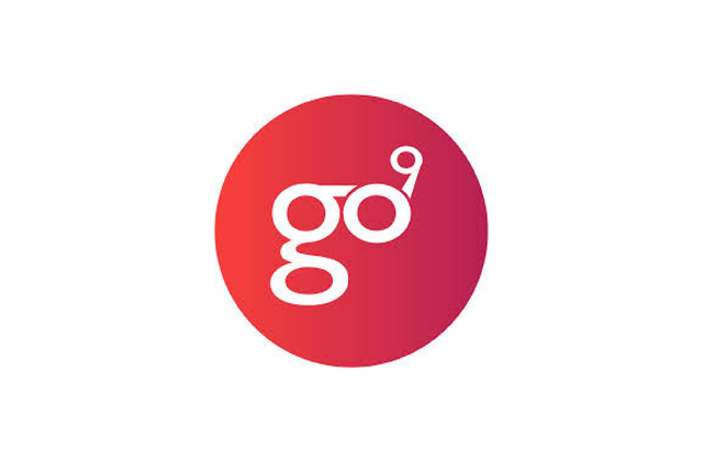 Logotipo circular da Go9 em tons de rosa e vermelho sobre fundo branco.