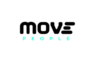 Logotipo da Move People em preto com detalhes em azul claro sobre fundo branco.