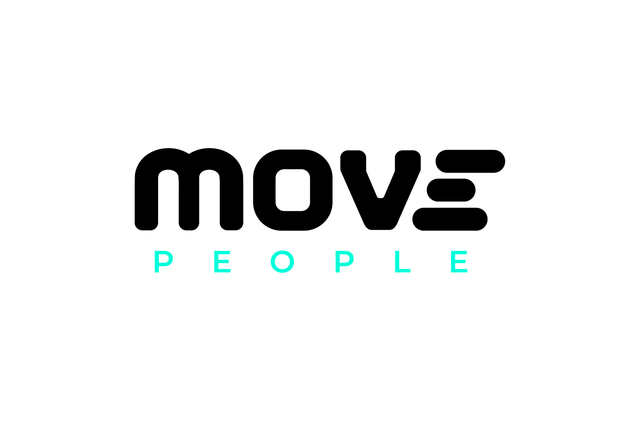 Logotipo da Move People em preto com detalhes em azul claro sobre fundo branco.