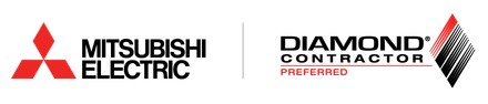 Mitsubishi electric and diamond contractor logos on a white background