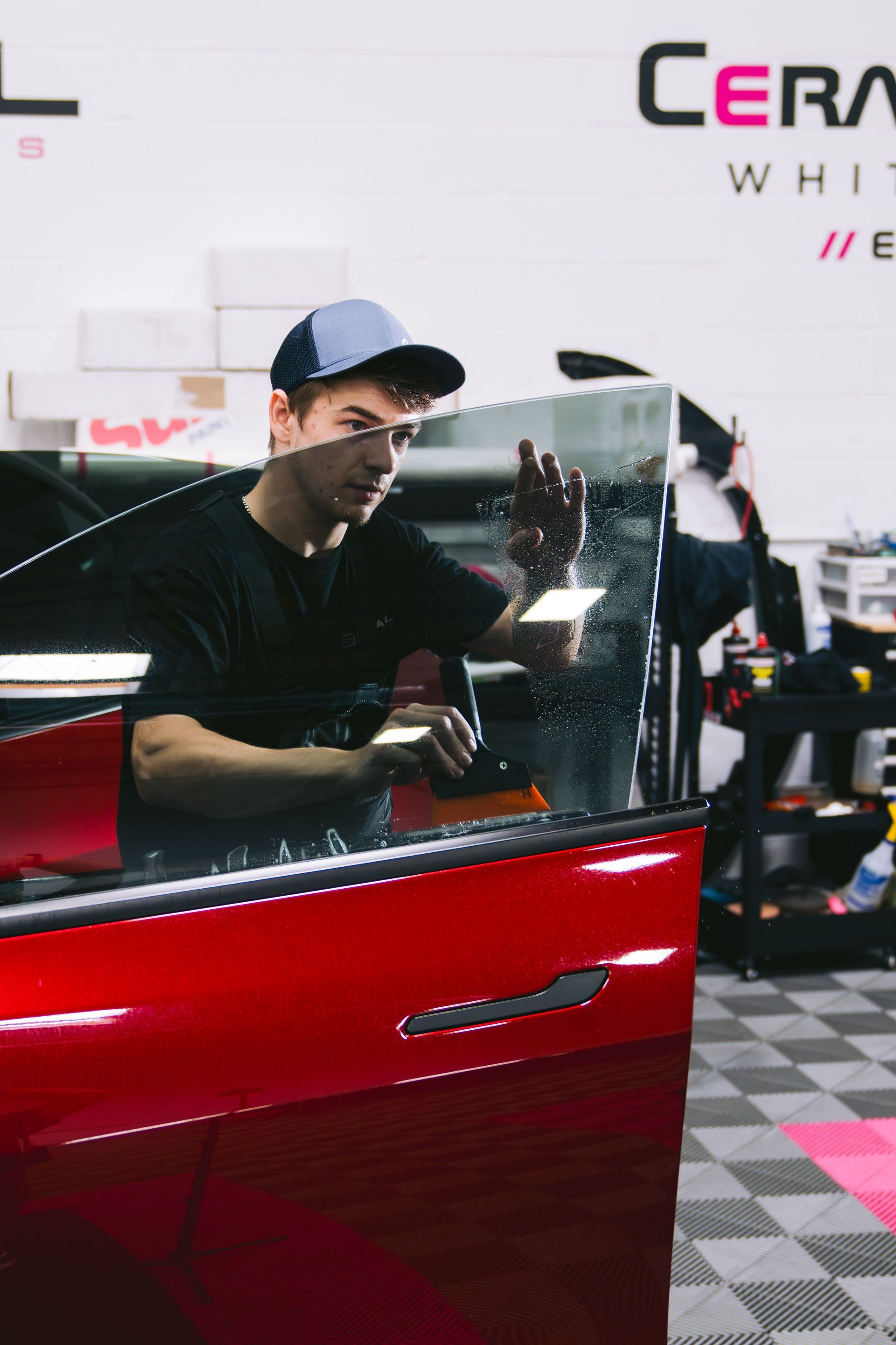 professional window tint application on a vehicle