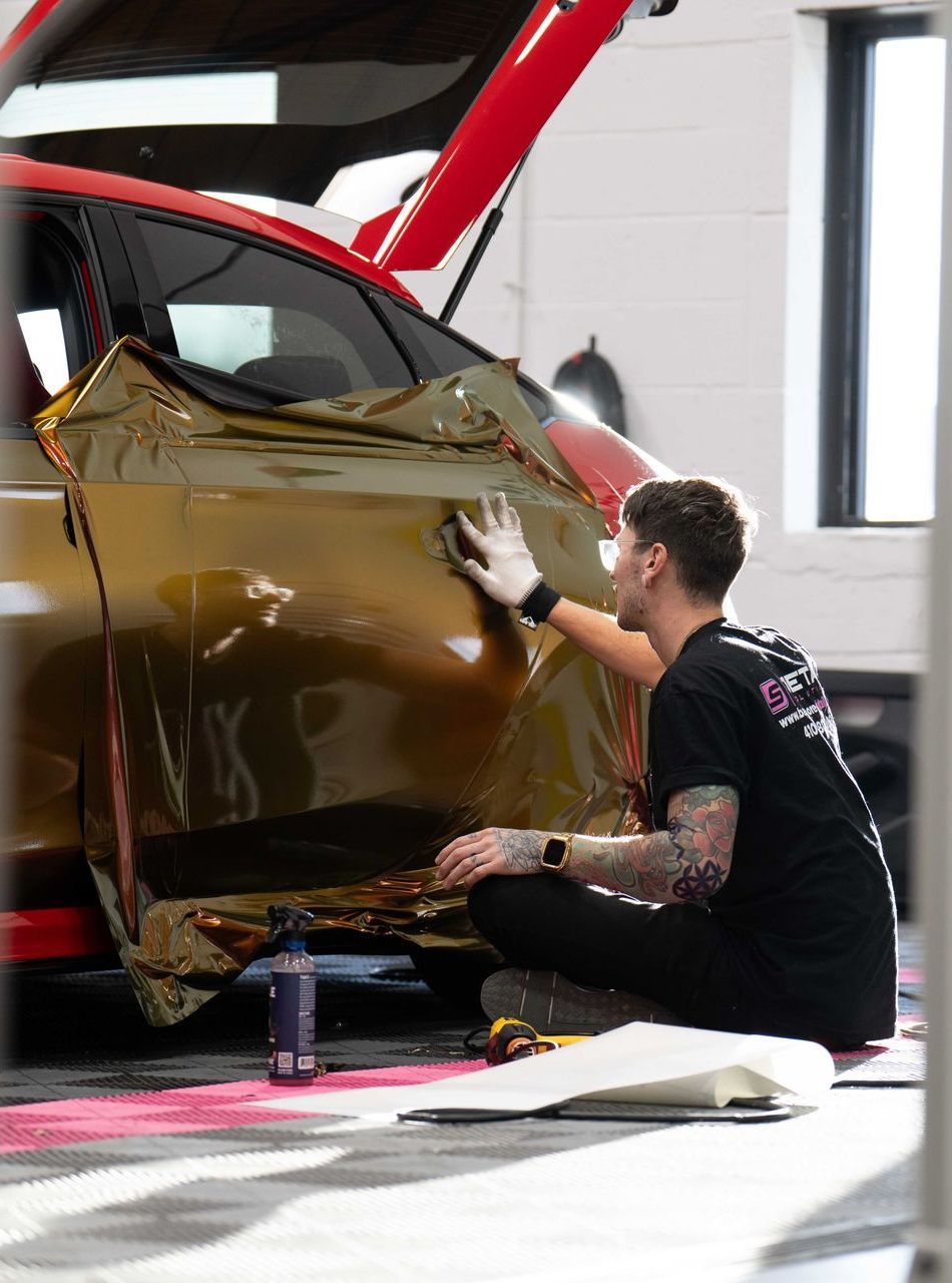 A close up of the rear end of a car