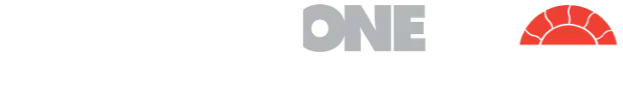 The word one is on a white background with a red circle in the middle.
