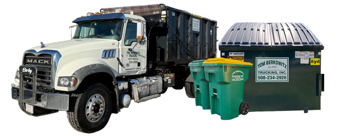 White Tom Berkholtz Trucking garbage truck.