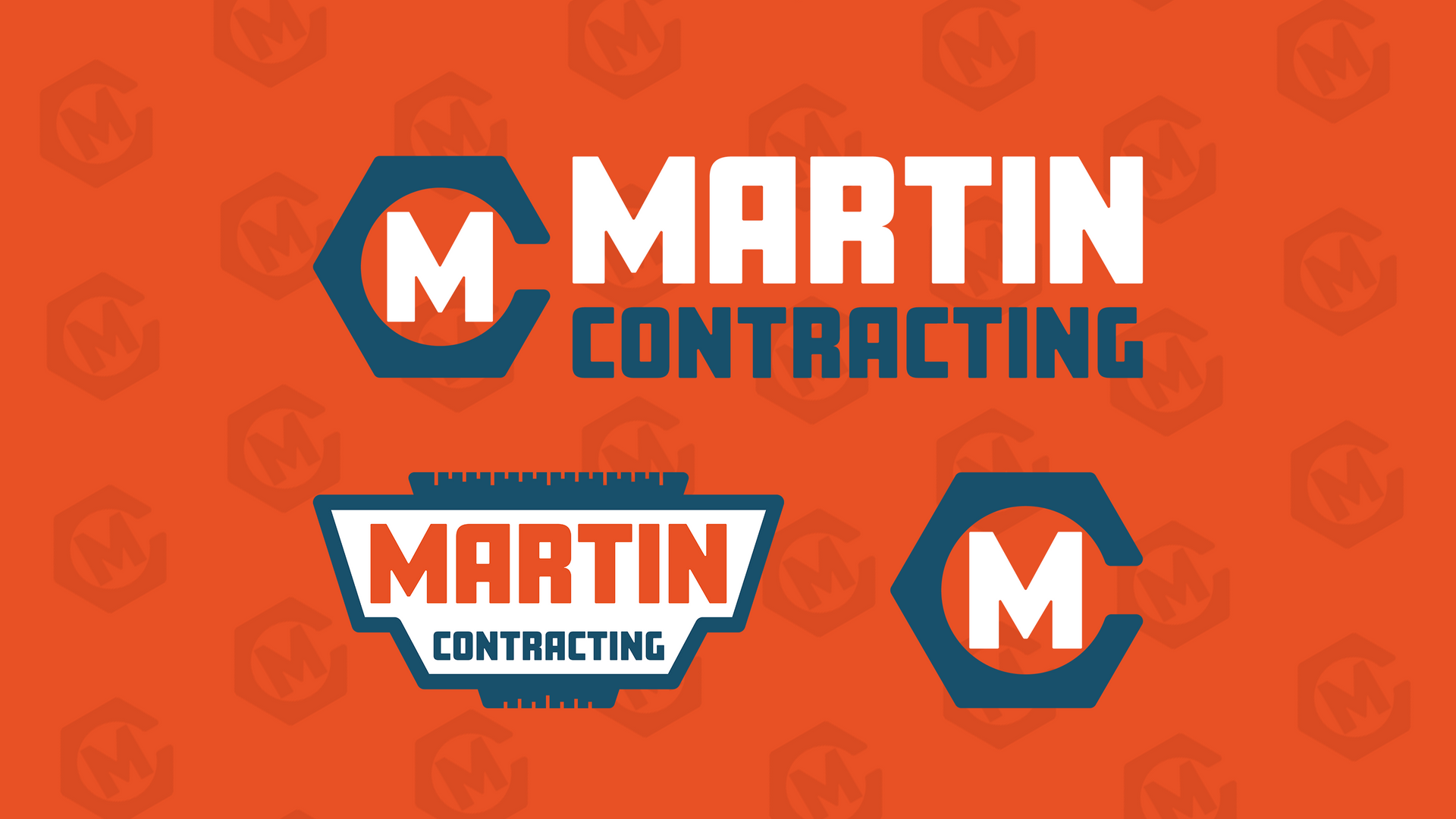A logo for martin contracting is shown on an orange background.