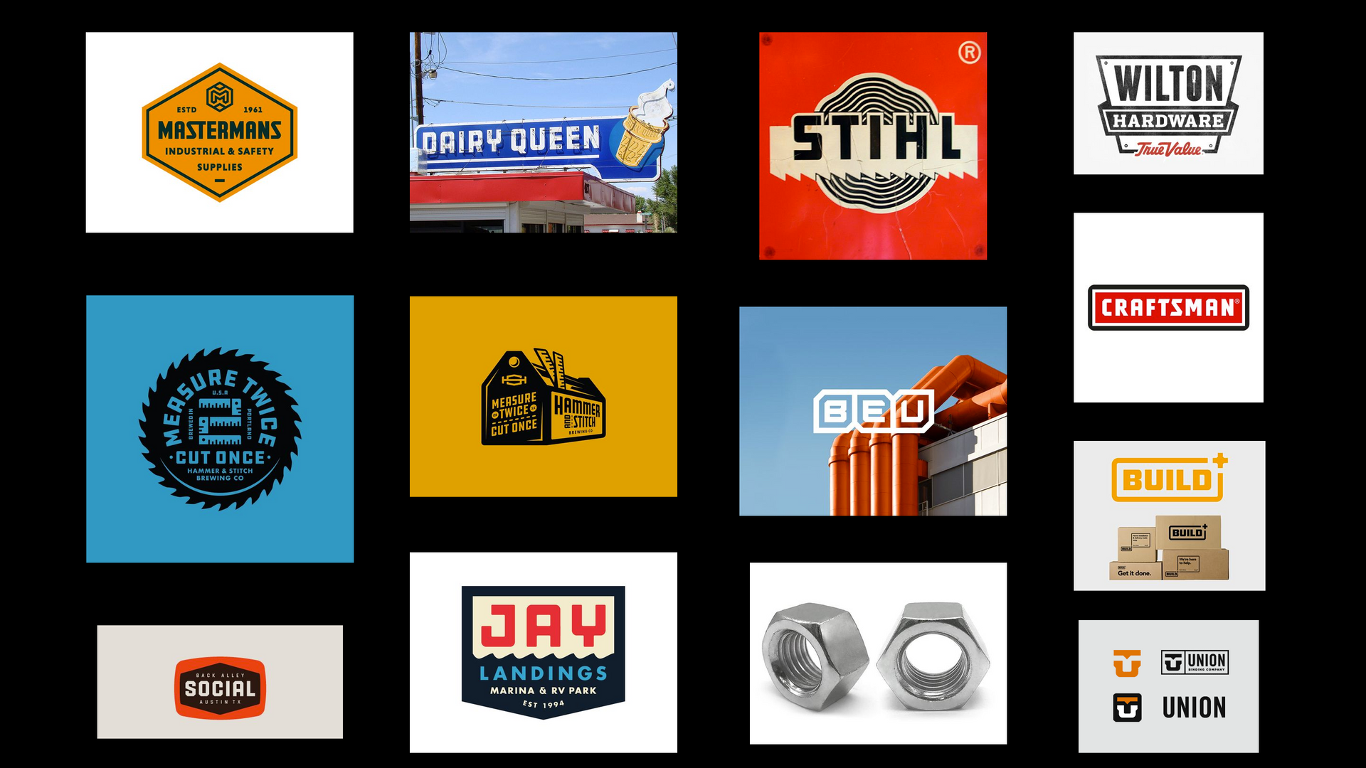 A collage of logos including stihl and wilton