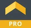 a yellow arrow pointing up with the word pro below it .