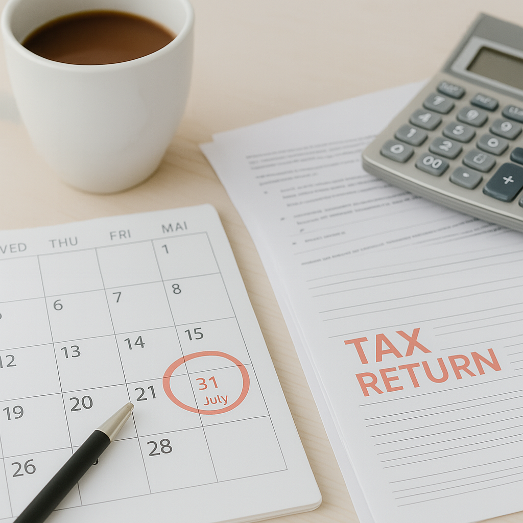 A calendar with a calculator and a cup of coffee on a table