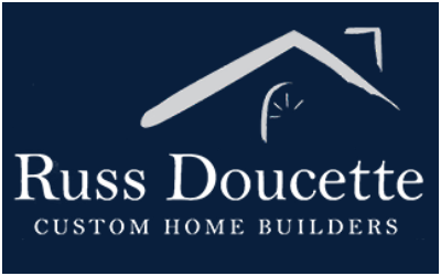 A logo for russ doucette custom home builders