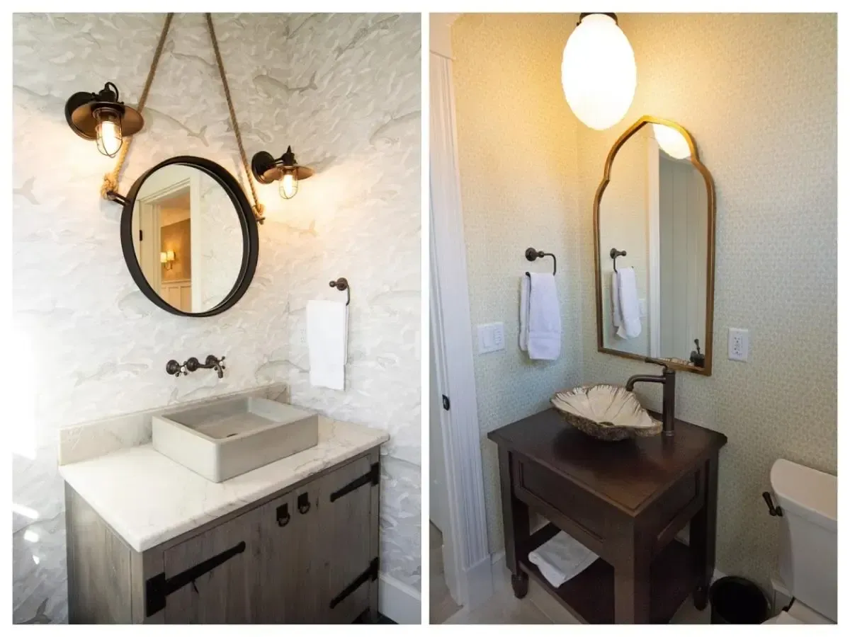 A bathroom with a sink a mirror and a toilet