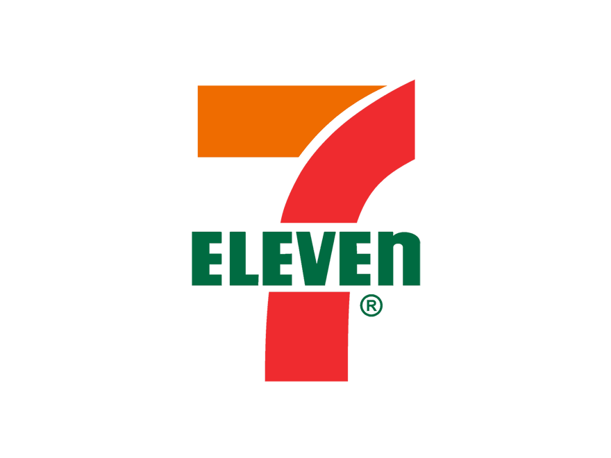 A 7 eleven logo is shown on a white background