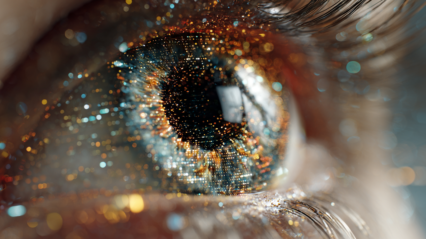 A human eye integrated with AI to search through data.
