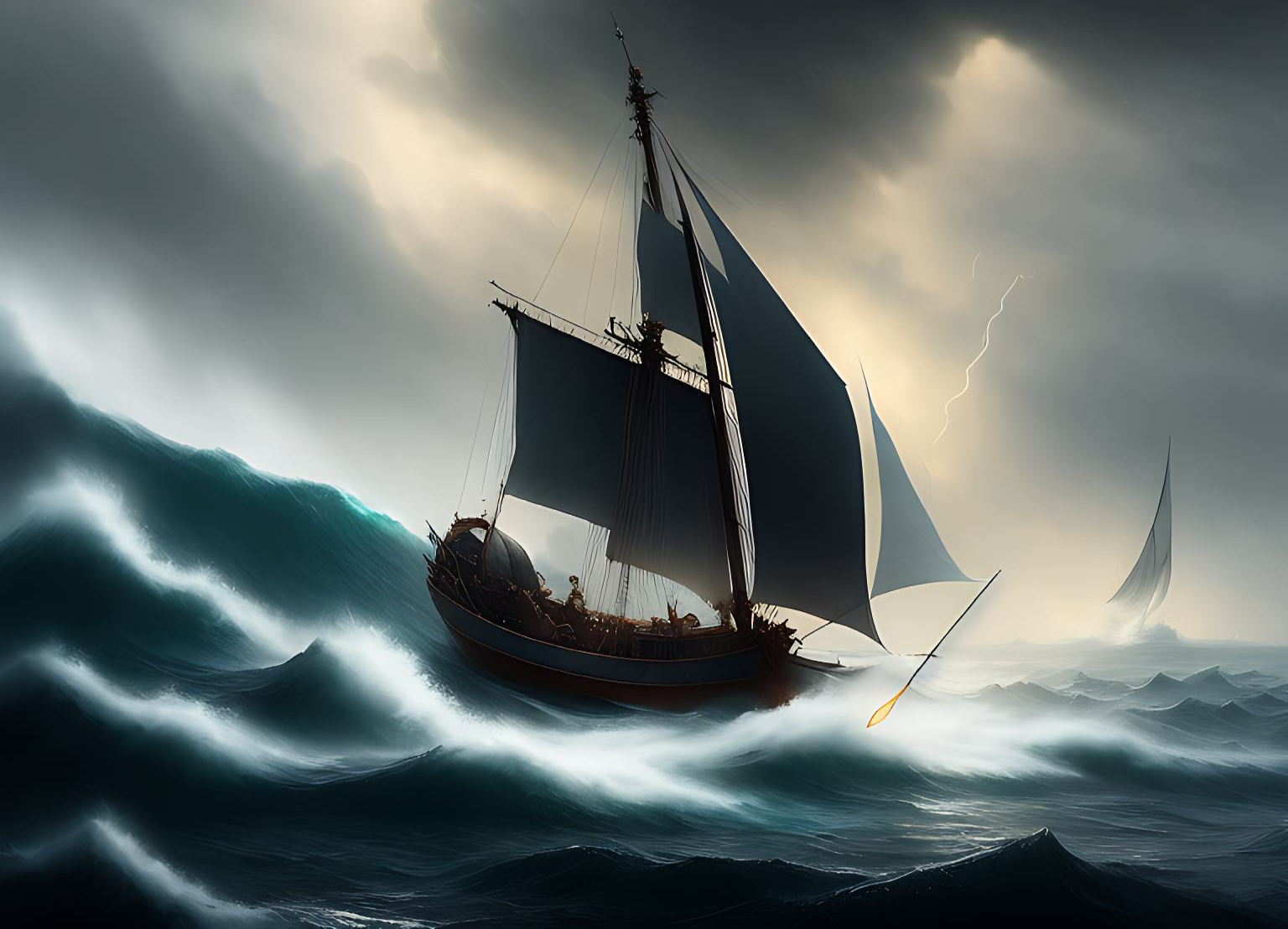 a boat on stormy seas struggling to stay afloat