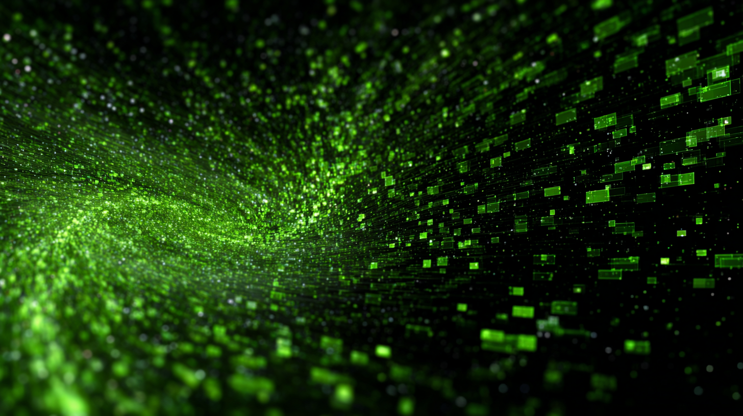 swirling green digital data