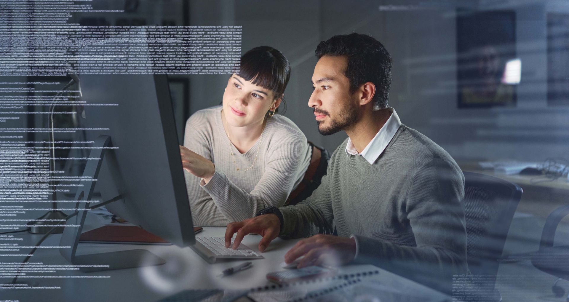 two forensic analysts collecting data