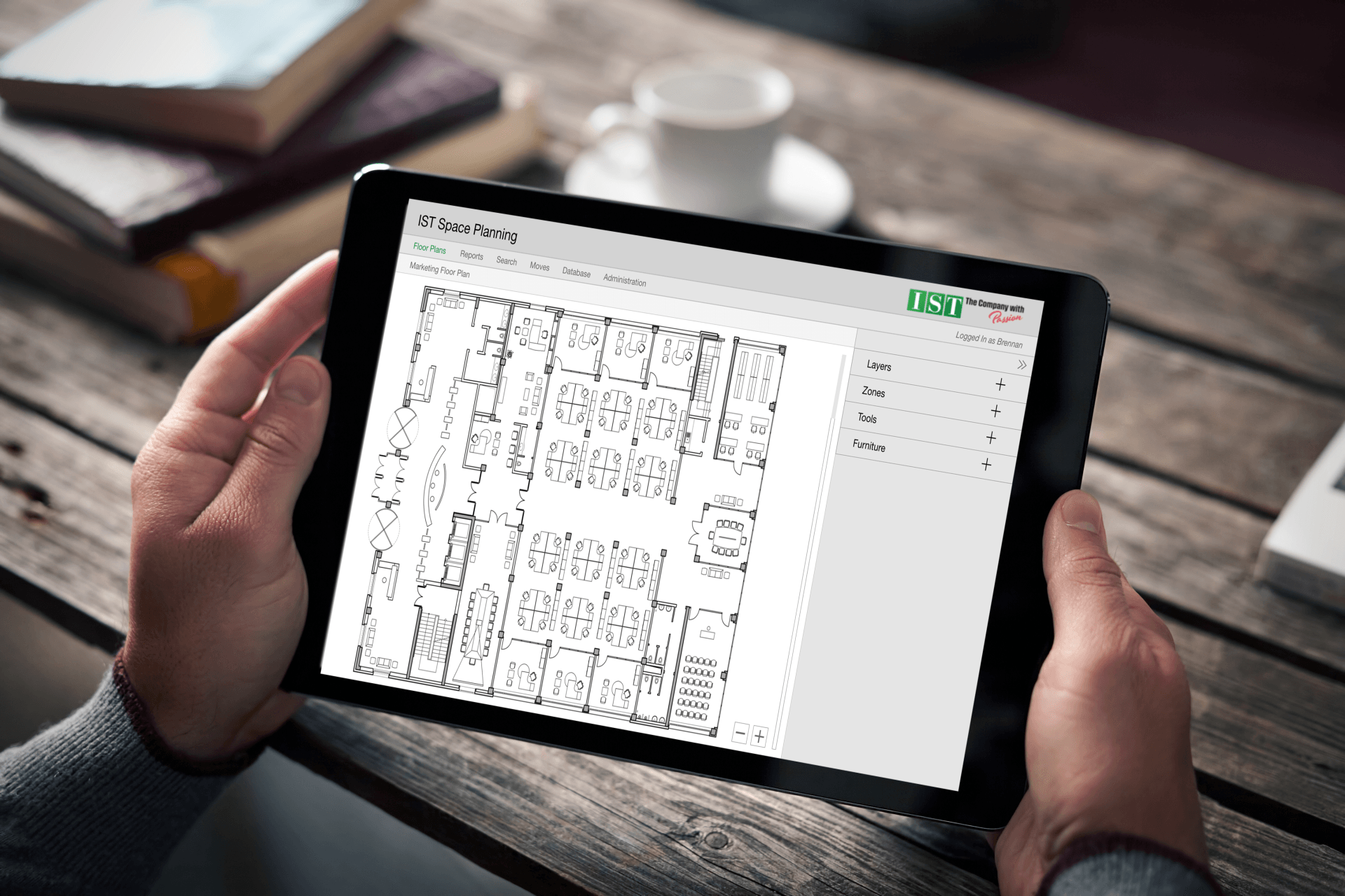 Innovative tech called Space Planning by IST on ipad tablet