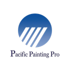 Pacific Painting logo with blue circle and white diagonal stripes above text.