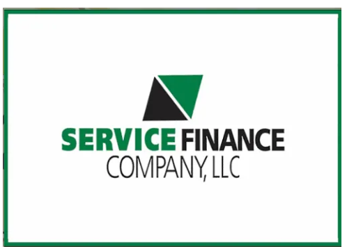 The Service Finance Company, LLC logo features a green and black abstract triangle icon above the company name.