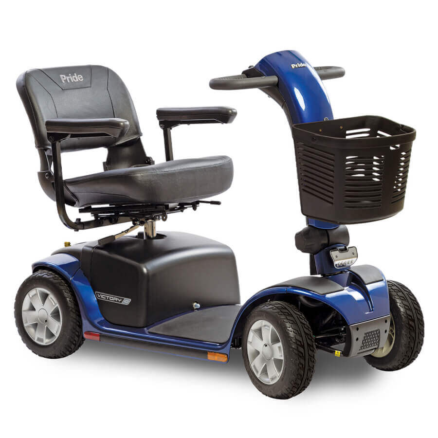 Right side view of blue scooter