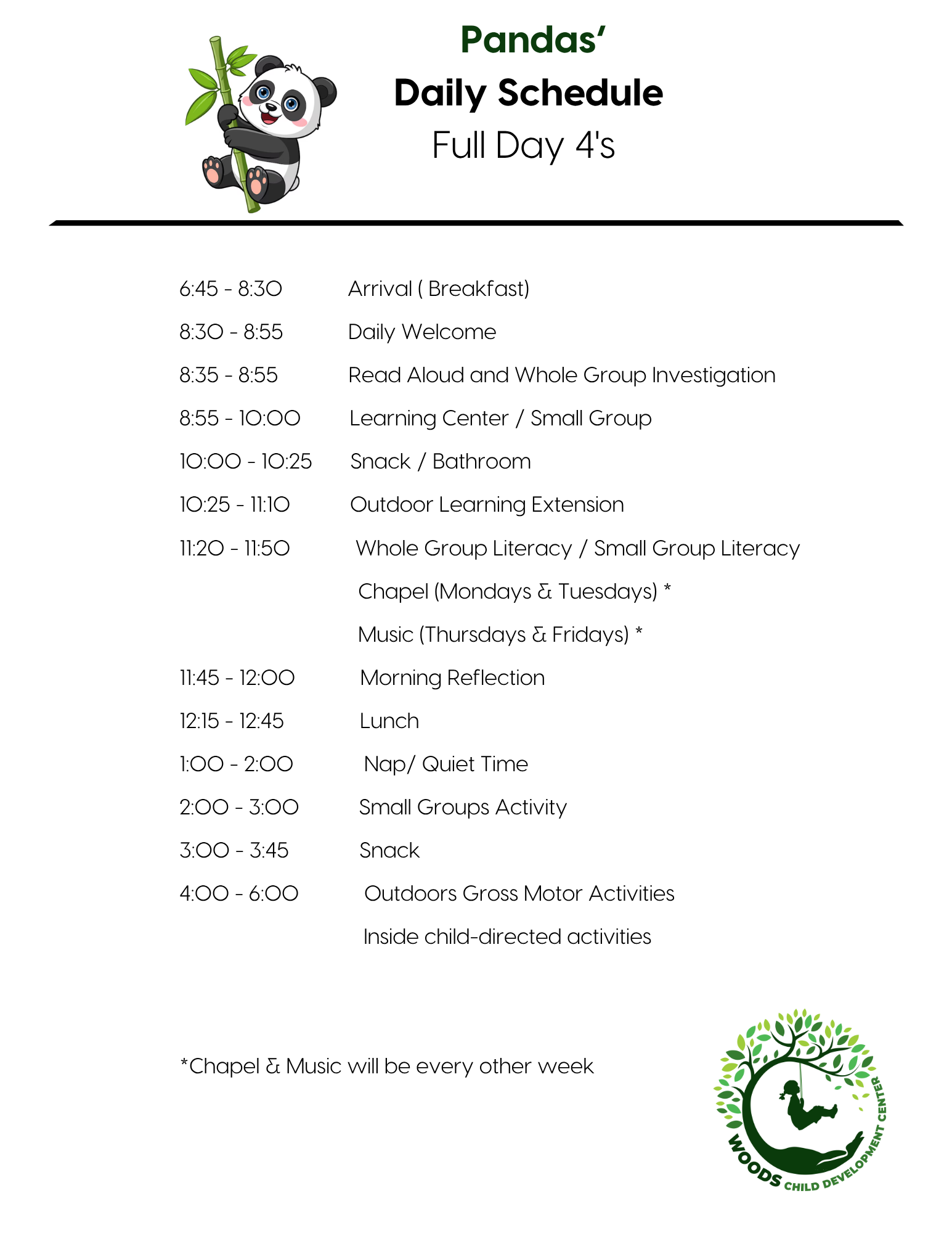 Daily schedule for