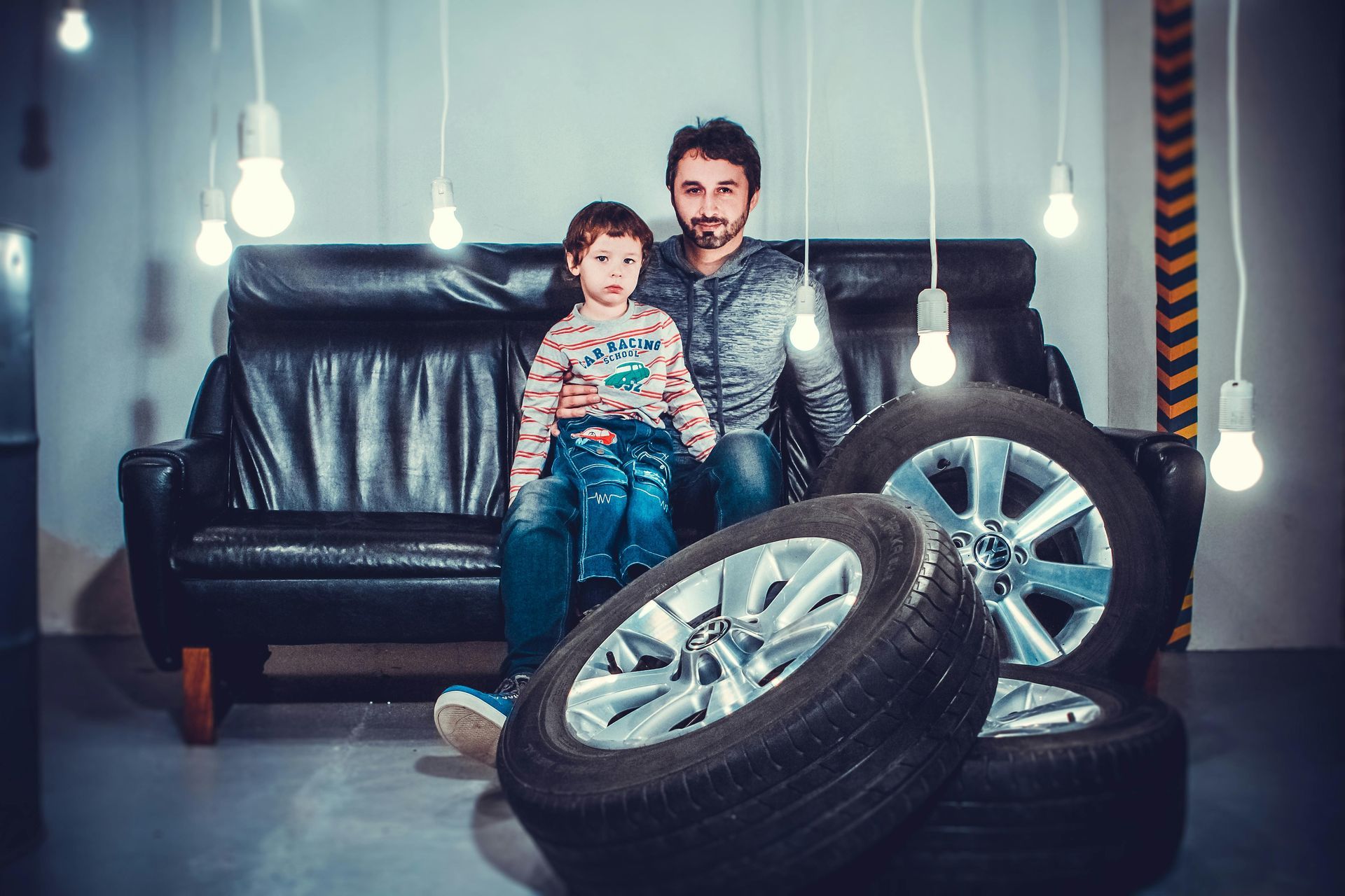 Tire customer with their child