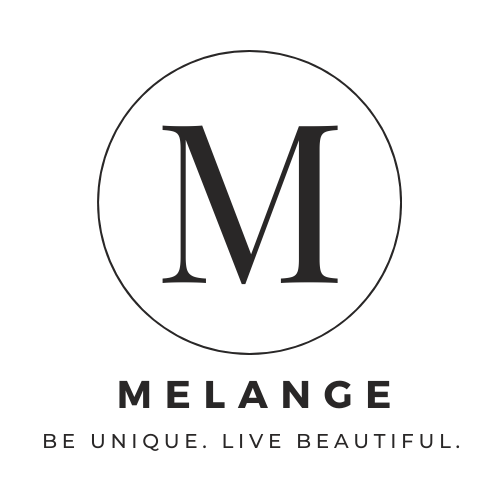 a black and white logo for a company called melange