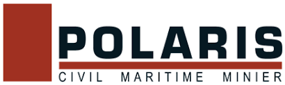 A red and black logo for polaris civil maritime minier