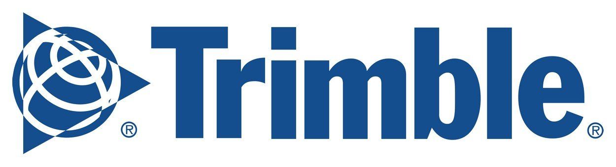 Un logo Trimble bleu sur fond blanc